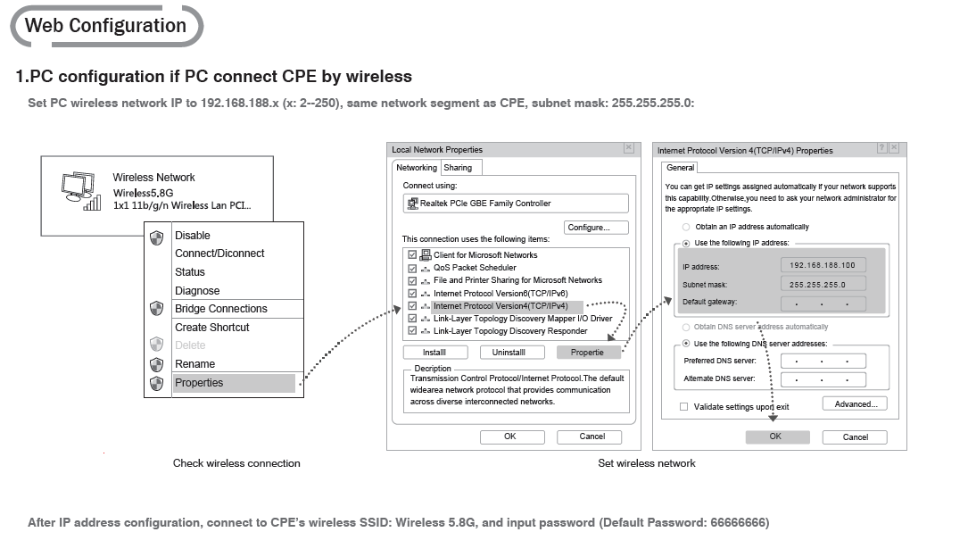 Rango de la dirección IP y contraseña por defecto del WIFI5CPE900EXT