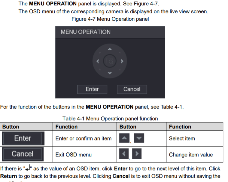 menu osd dahua