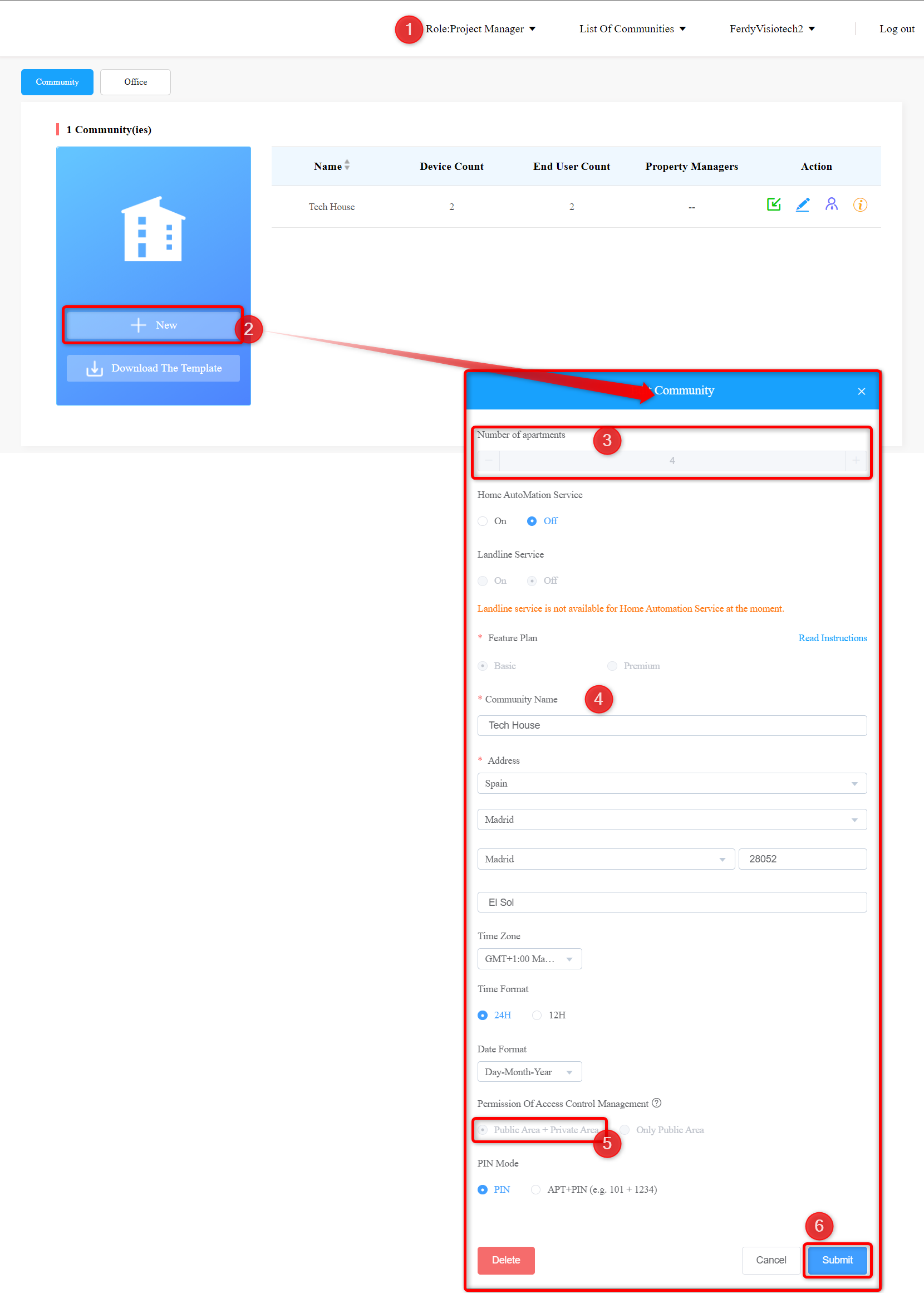 Akuvox how to setup a 4 student house with 4 users and one monitor